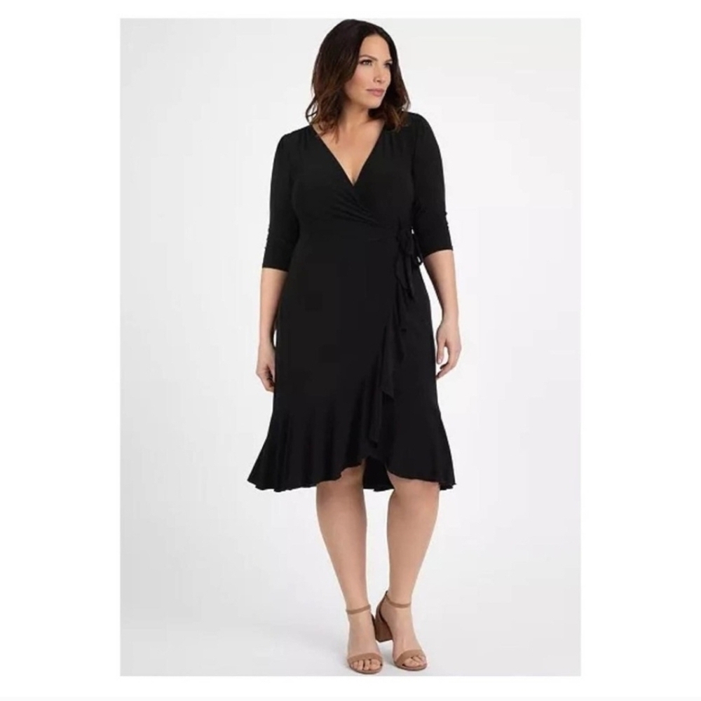KIYONNA Black Whimsy Wrap Dress Size 2X